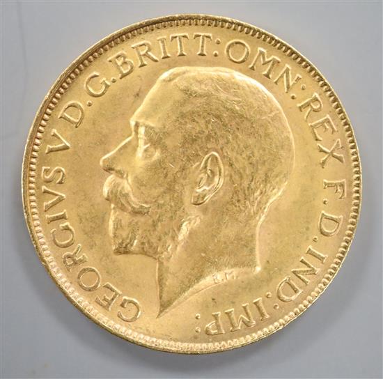 A 1927 gold full sovereign.